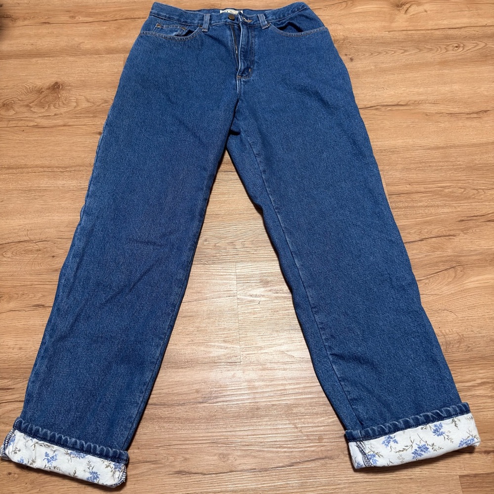 Classic Blue Women's Floral Flannel LL. Bean Jeans
